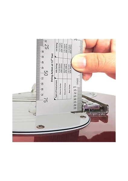 Paslanmaz Çelik Tel Aksiyon Cetveli Gitar Kurulum Ölçer Luthier Ölçüm Aleti Elektrik, Akustik ve Bas Gitarlar Için Kullanım Kılavuzu indirimleri
