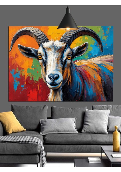 Renkli Keçi Pastel Renkler Dekoratif Kanvas - Mdf Ahşap Tablo