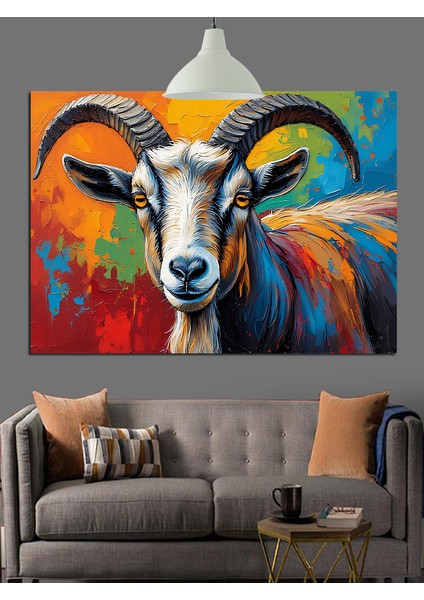 Renkli Keçi Pastel Renkler Dekoratif Kanvas - Mdf Ahşap Tablo fiyatları
