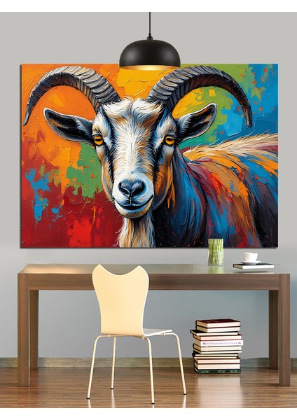 Renkli Keçi Pastel Renkler Dekoratif Kanvas - Mdf Ahşap Tablo modelleri