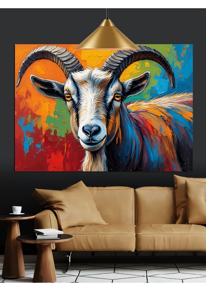 Renkli Keçi Pastel Renkler Dekoratif Kanvas - Mdf Ahşap Tablo indirimleri