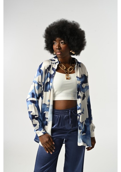 Kadın Karışık Desenli Oversize Kesim Gömlek modelleri