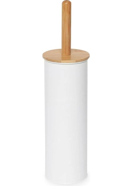 Home Ayaklı Tuvalet Fırçası – Paslanmaz Çelik Gövde, Doğal Bambu Sap ve Kapak, Hijyenik ve Şık Wc Klozet Fırçası, Zemin Standlı Dayanıklı Tuvalet Fırçası (Beyaz)