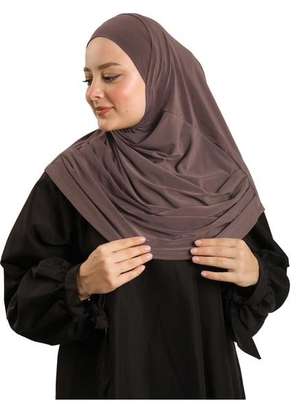 Vizon Pratik Hazır Geçmeli Tesettür Eşarp Sandy Kumaş Kendinden Boneli 1290_10 modelleri