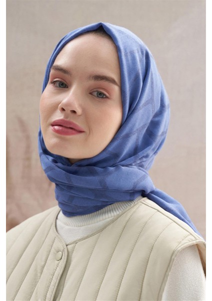 Vence Çift Taraflı Geometrik Desen Ipek Şal Indigo fırsatları