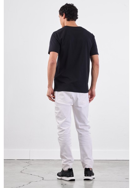 Siyah V Yaka Pamuklu Düz Renk Slim Fit Erkek T-shirt indirimleri