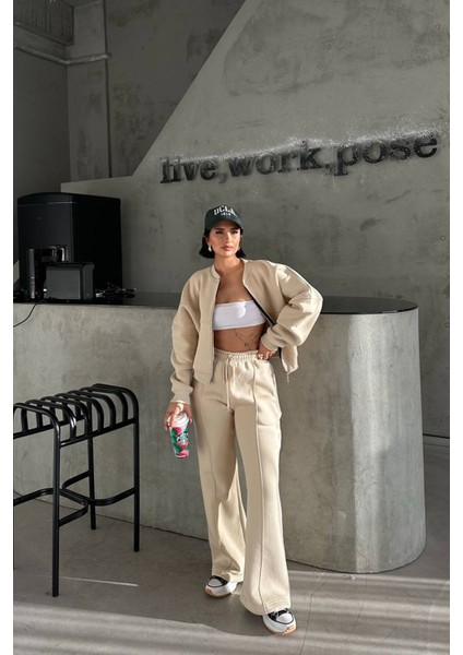 Kadın 3 Iplik Şardonlu Cepli Premium Eşofman Takımı NBHS001 fiyatları