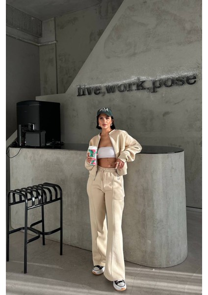 Kadın 3 Iplik Şardonlu Cepli Premium Eşofman Takımı NBHS001 modelleri