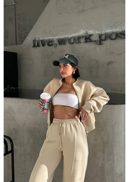 Kadın 3 Iplik Şardonlu Cepli Premium Eşofman Takımı NBHS001 fırsatları