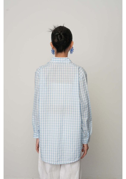 Robası Taş Işlemeli Oversize Pötikare Kadın Gömlek - Pembe Ekose indirimleri