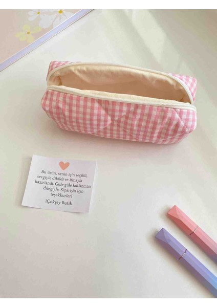 Pembe Pötikare Kapitone Kalemlik – Astar­lı, Puf Puf Yumuşacık, Geniş Hacimli 1. Sınıf Kalite fiyatları