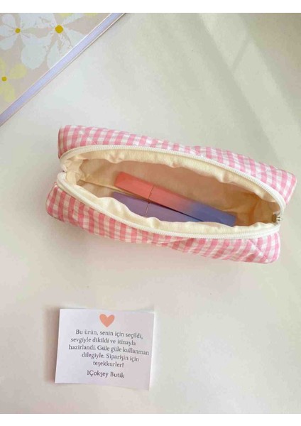 Pembe Pötikare Kapitone Kalemlik – Astar­lı, Puf Puf Yumuşacık, Geniş Hacimli 1. Sınıf Kalite modelleri