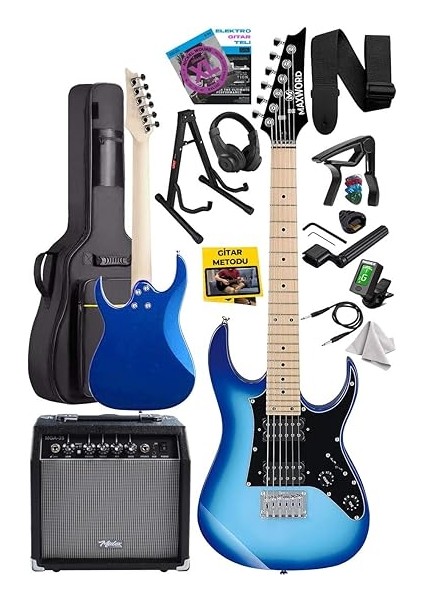 DE-150BL-35AMP Maple Klavye Hh Yüksek Kaliteli 35W Amfili Elektro Gitar Seti fiyatları