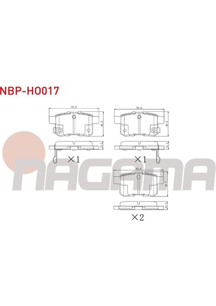 NAGAMA-NBP-HO017 - Fren Balata Arka Honda Accord Vııı (Cu) 2.0 I-Vtec 2008- / Accord Vııı (Cu) 2.2 I-Cdtı 2008-