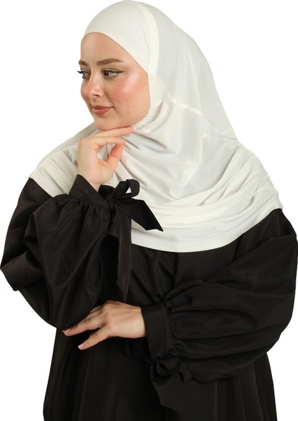 Krem Pratik Hazır Geçmeli Tesettür Eşarp Sandy Kumaş Kendinden Boneli 1290_40 fırsatları