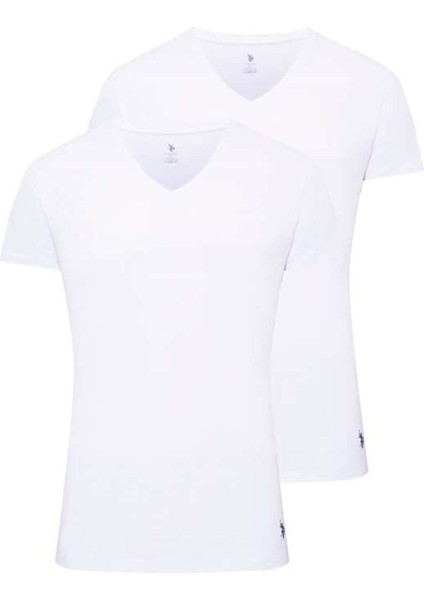 Erkek Beyaz 2 Li V Yaka Atlet 80194