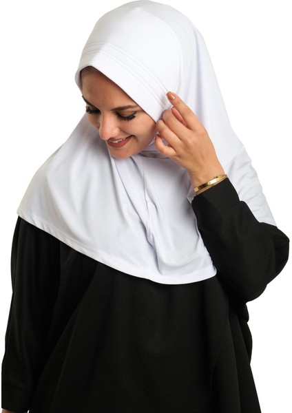 Beyaz Pratik Hazır Geçmeli Tesettür Eşarp Sandy Kumaş Sade 1600_42 fırsatları