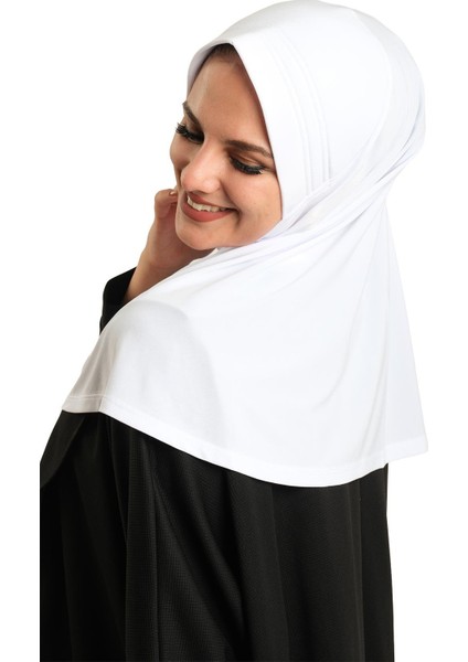 Beyaz Pratik Hazır Geçmeli Tesettür Eşarp Sandy Kumaş Sade 1600_42 indirimleri