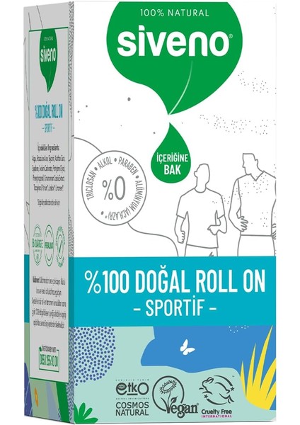 Siveno %100 Doğal Roll-On Sportif Sporcu Deodorant Ter Kokusu Önleyici Bitkisel Lekesiz Vegan 50 ml modelleri
