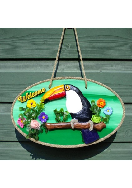 Tukan Kuşu Figürlü Welcome Yazılı Dekoratif Kapı Süsü - Renkli El Yapımı Dekor fiyatları