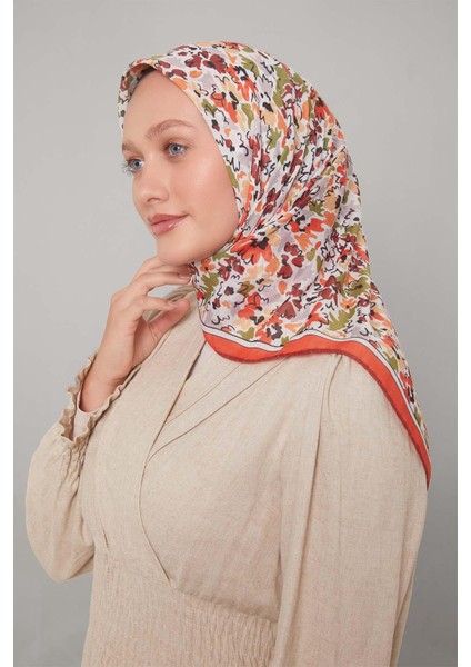 Turuncu Karışık Çiçek Desen Soft Eşarp fiyatları