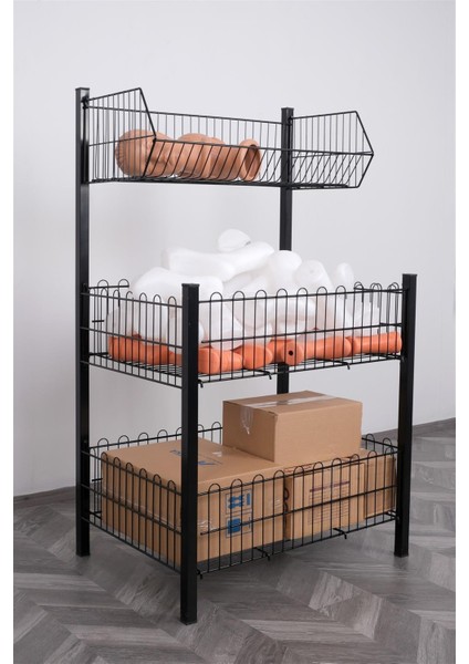 60*80 Profil Ayaklı 3 Katlı Siyah Sepet fiyatları