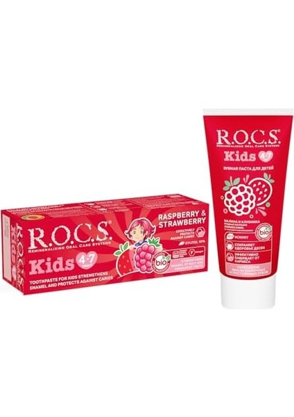 Kids 4-7 Yaş Diş Macunu Ahududu-Çilek 45 G modelleri