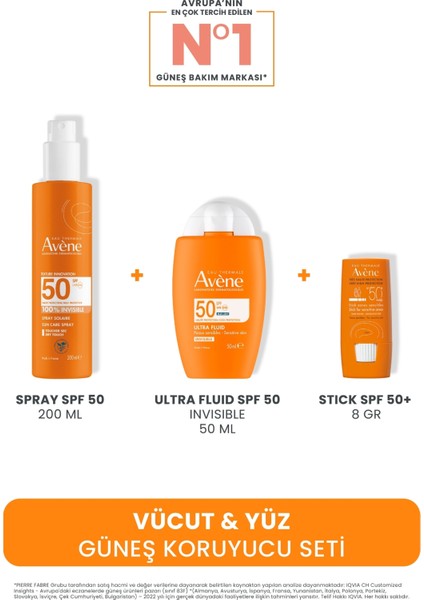 Vücut & Yüz Güne Koruyucu Seti ( Spray 200 ml + Ultra Fluid 50 ml + Stick 8 Gr)
