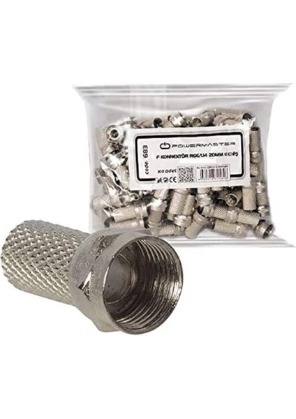 SL-F186 SL-F186 18MMX8 Rg6 50 Li Paket Erkek Connector, Beyaz