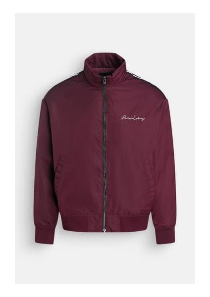 Erkek Regular Fit Omuzları Şeritli Fermuarlı Mont - Bordo indirimleri