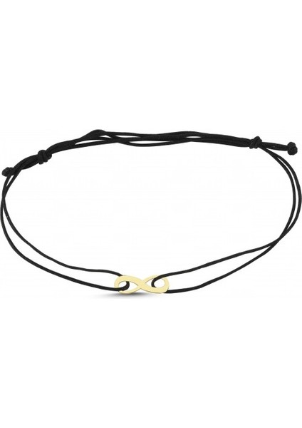 14 Ayar Sonsuzluk Figürlü Siyah Ipli Altın Bileklik