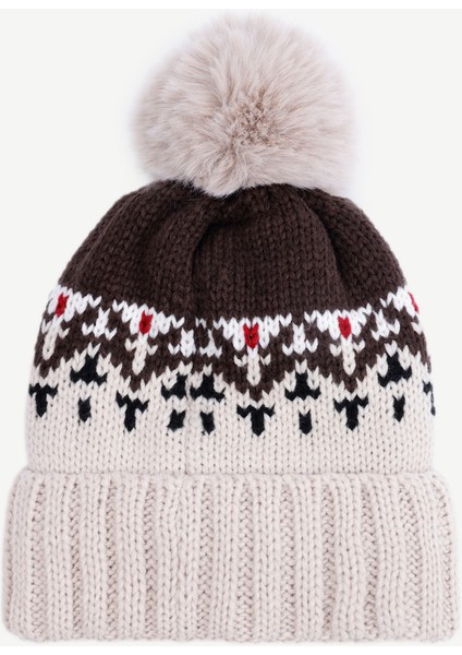 Içi Polarlı Örgülü Desenli Bere