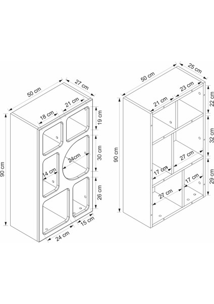 Bohem Kitaplık 90 cm Mebran - Beyaz