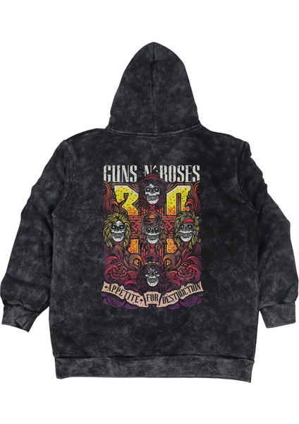Unisex Guns N'roses Sırt Baskılı Kapüşonlu Yıkamalı Sweatshirt, Oversize Rock Band Baskılı Hoodie fiyatları