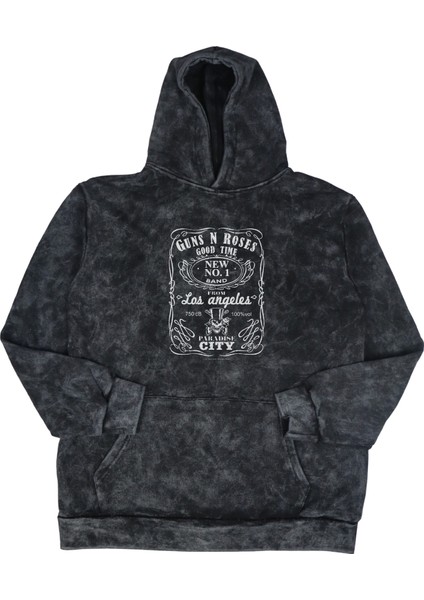 Unisex Guns N'roses Sırt Baskılı Kapüşonlu Yıkamalı Sweatshirt, Oversize Rock Band Baskılı Hoodie modelleri