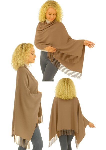 1 Adet Kadın Büyük Bedene Uygun Ekstra Yumuşak Dokulu Püskül Detaylı Kışlık Atkı Omuz Şalı fırsatları