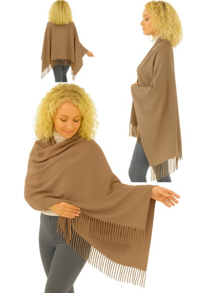 1 Adet Kadın Büyük Bedene Uygun Ekstra Yumuşak Dokulu Püskül Detaylı Kışlık Atkı Omuz Şalı indirimleri