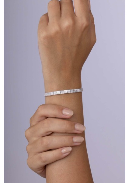 Pırlanta Model Su Yolu Süzme 925 Ayar Gümüş Bileklik