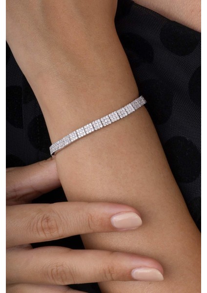 Pırlanta Model Su Yolu Süzme 925 Ayar Gümüş Bileklik modelleri