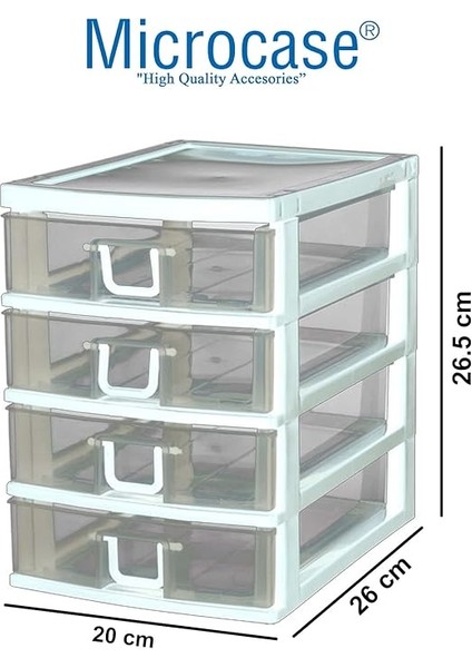4 Gözlü Plastik Çekmeceli Takı Bileklik Evrak Organizer - AL3186 Beyaz fiyatları