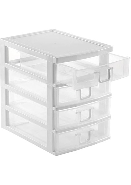 4 Gözlü Plastik Çekmeceli Takı Bileklik Evrak Organizer - AL3186 Beyaz modelleri