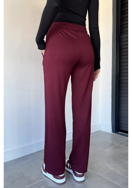 Kadın Yüksek Bel Taş Işlemeli Çift Cepli Bel Lastikli Pantolon P-00018985 modelleri