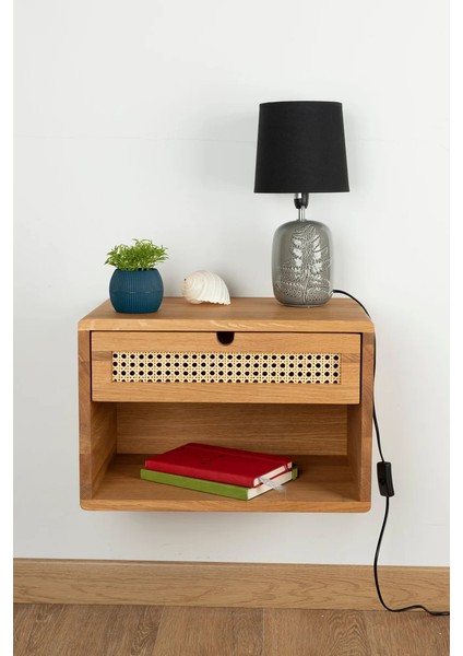 Ahşap Duvara Monte Hazeran Detay Raflı Komodin