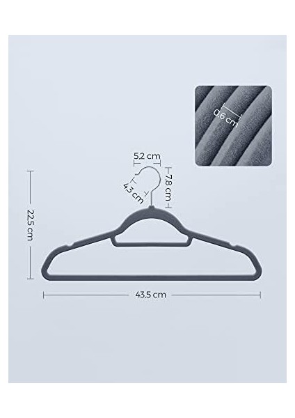 CRF100VX 100 Adet Kadife Askısı, Kaymaz Yüzeyli Askı Seti, Yer Tasarrufu Sağlayan Askısı, 360° Dönebilen Metal Kancalı, Açık Gri, CRF100VX fiyatları