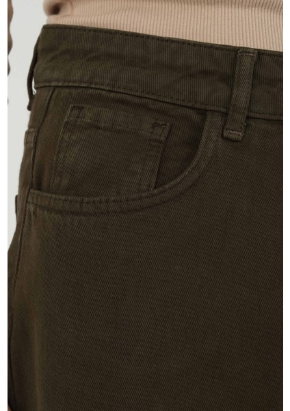 Yüksek Bel Balon Jean Haki