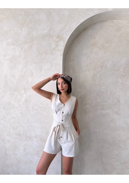 Kuşaklı Şortlu Tulum modelleri