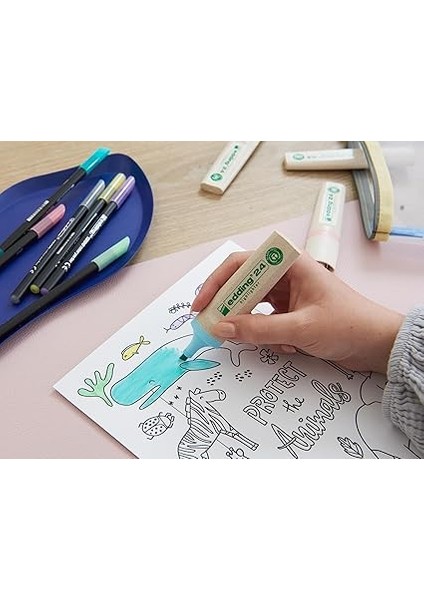 24 Ecoline Fosforlu Kalem, 4'lü Set, Karışık Renkler, Kesik Uç fırsatları