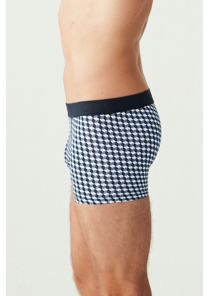 Erkek 3'lü Indigo - Lacivert - Indigo Likralı Pamuklu Boxer modelleri