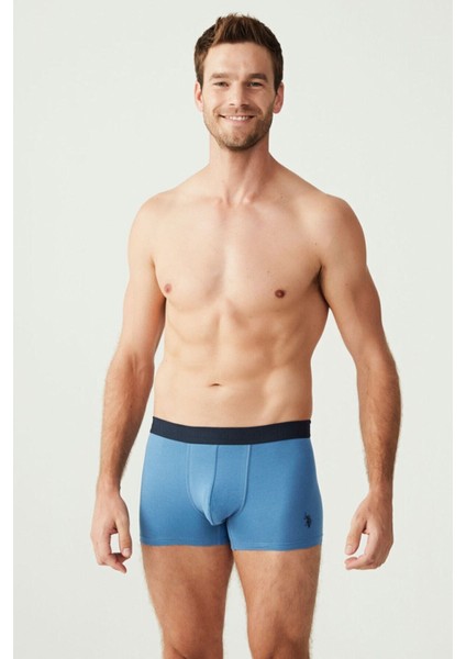 Erkek 3'lü Indigo - Lacivert - Indigo Likralı Pamuklu Boxer indirimleri