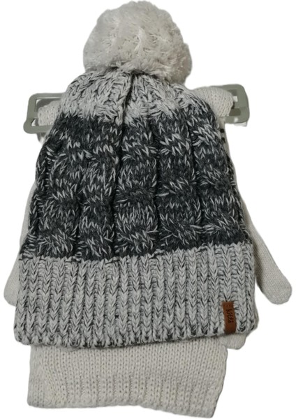 Genç Erkek 9-15 Yaş Ponponlu Bere Atkı Eldiven 3'lü Takım Bej fırsatları